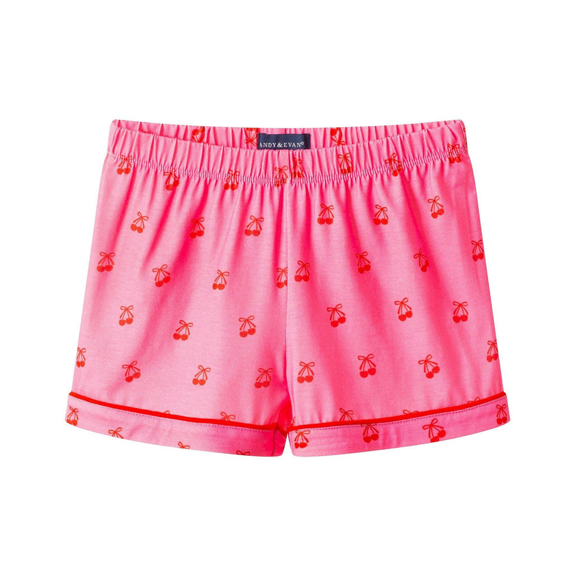 Girls Tee & Short Pajama Set | Pink Cherry Heart