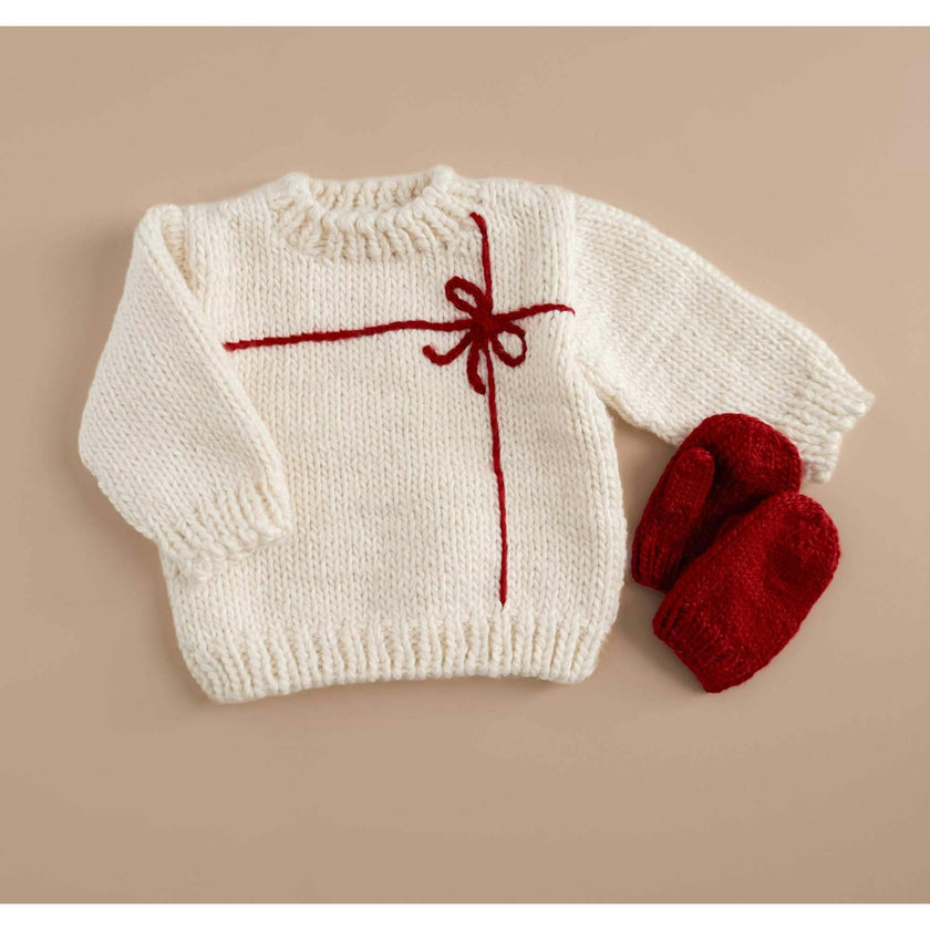 Present Sweater, Cream/Red
