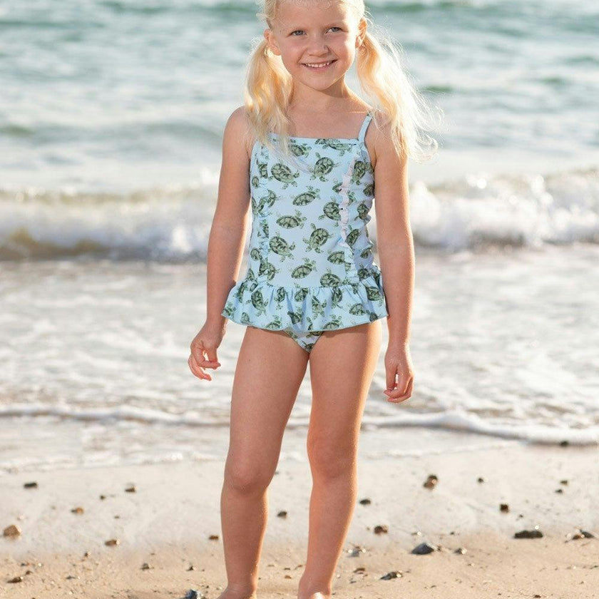 Peplum Swimsuit in Turtle