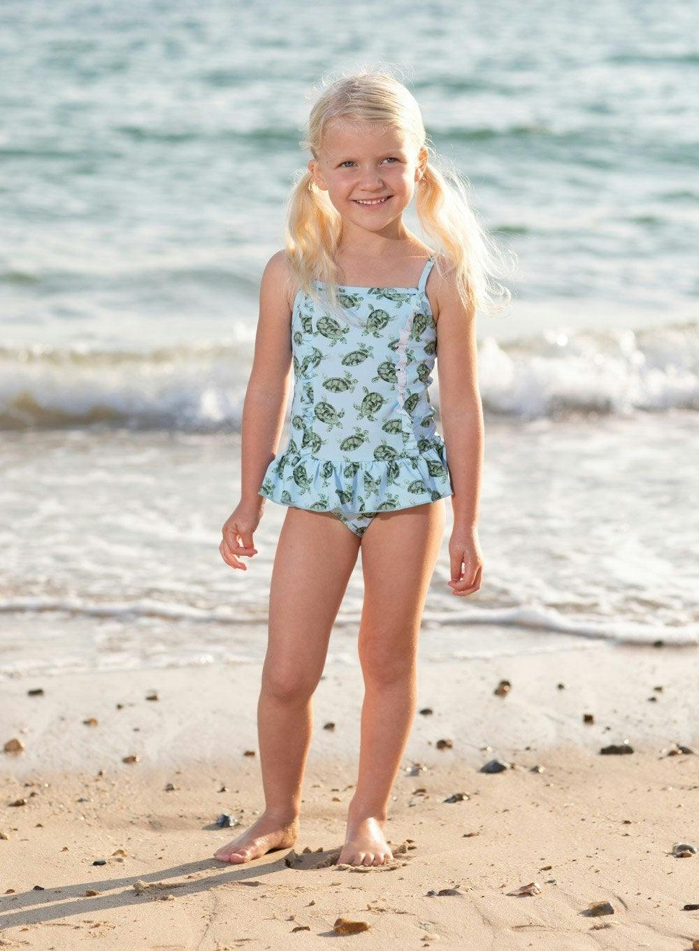 Peplum Swimsuit in Turtle