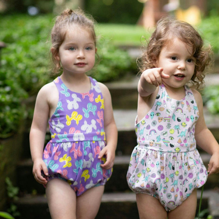 Cross Back Bubble Romper in 90s Toys
