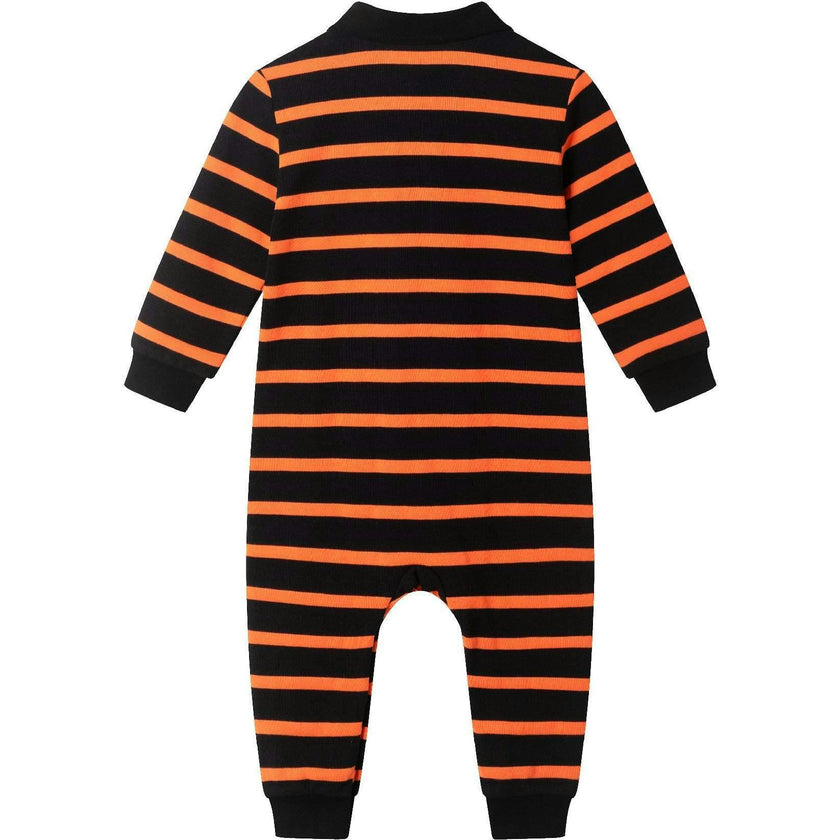 Infant Rugby Stripe Halloween Romper W/Ghost Patch