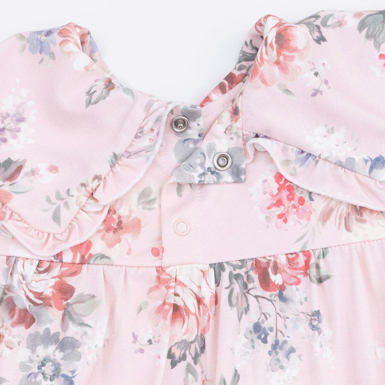 Painterly Rose Bouquets - Sofia Dress with Oversize Collar and Bloomer