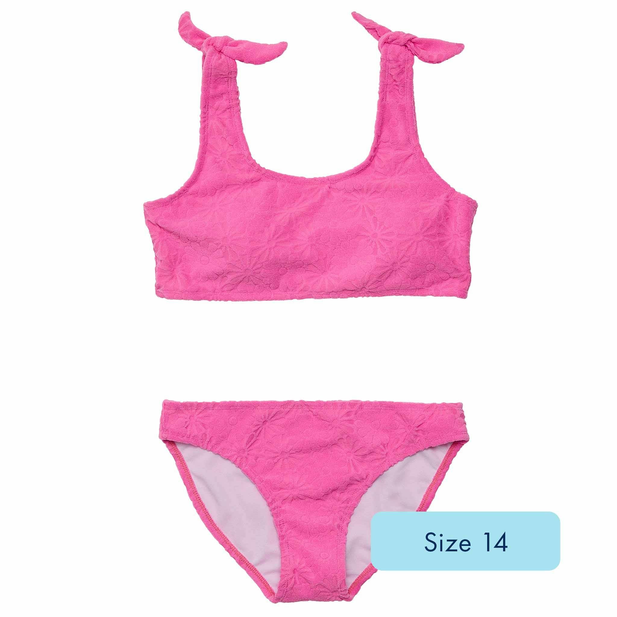 Plush Terry Tie Shoulder Sleeveless Crop Bikini Top