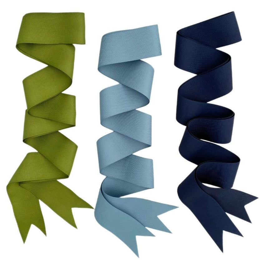 Olive, French Blue & Navy Long Grosgrain Ribbon Pack