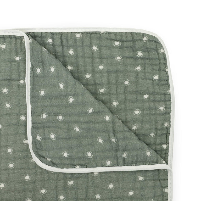 Original Organic Cotton Muslin Quilt - Sage Suns