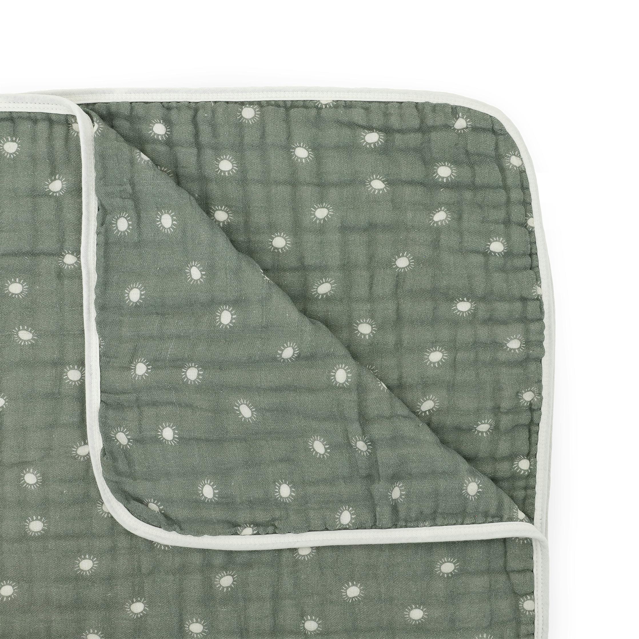 Original Organic Cotton Muslin Quilt - Sage Suns