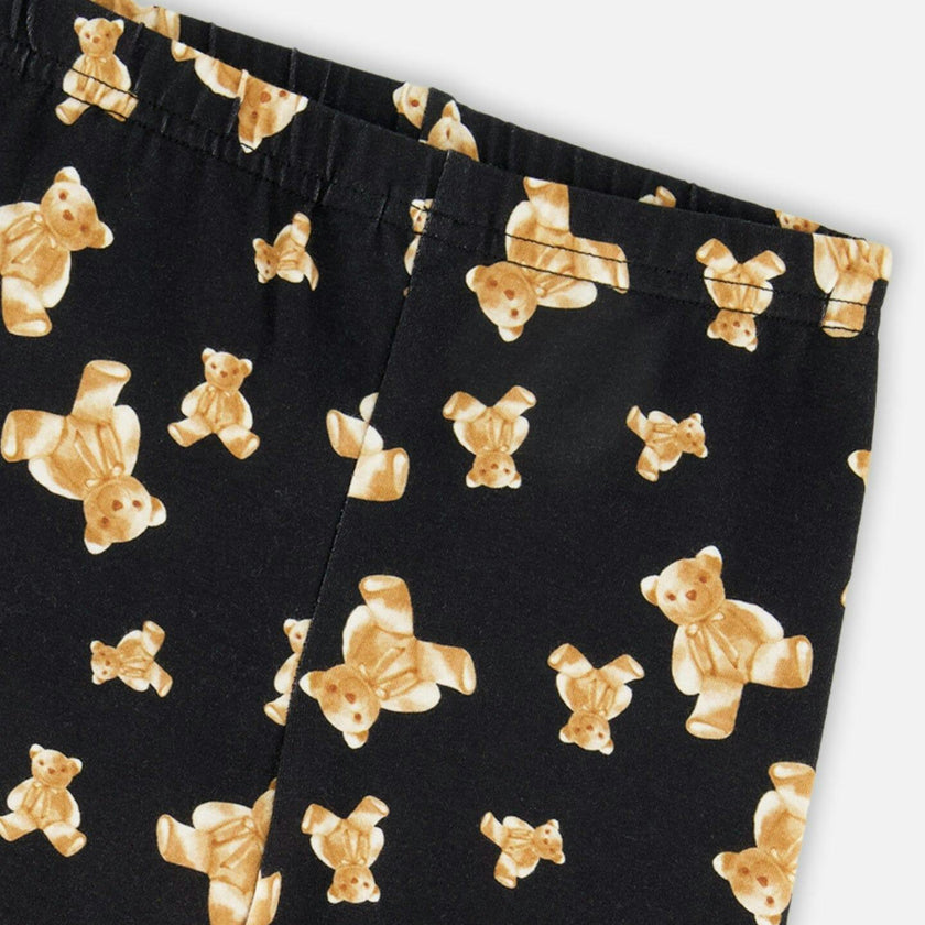 Jersey Leggings Black Teddy Print