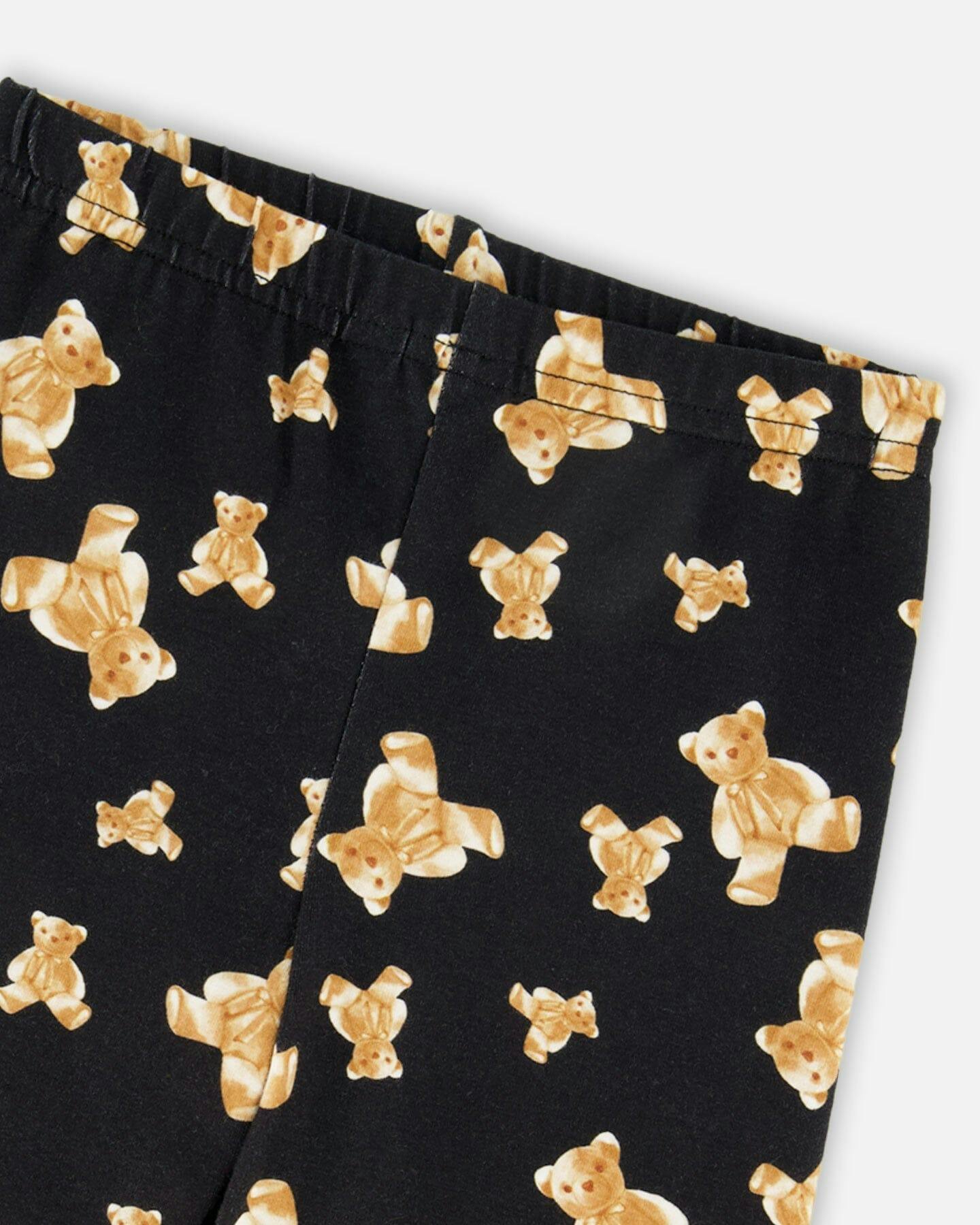 Jersey Leggings Black Teddy Print