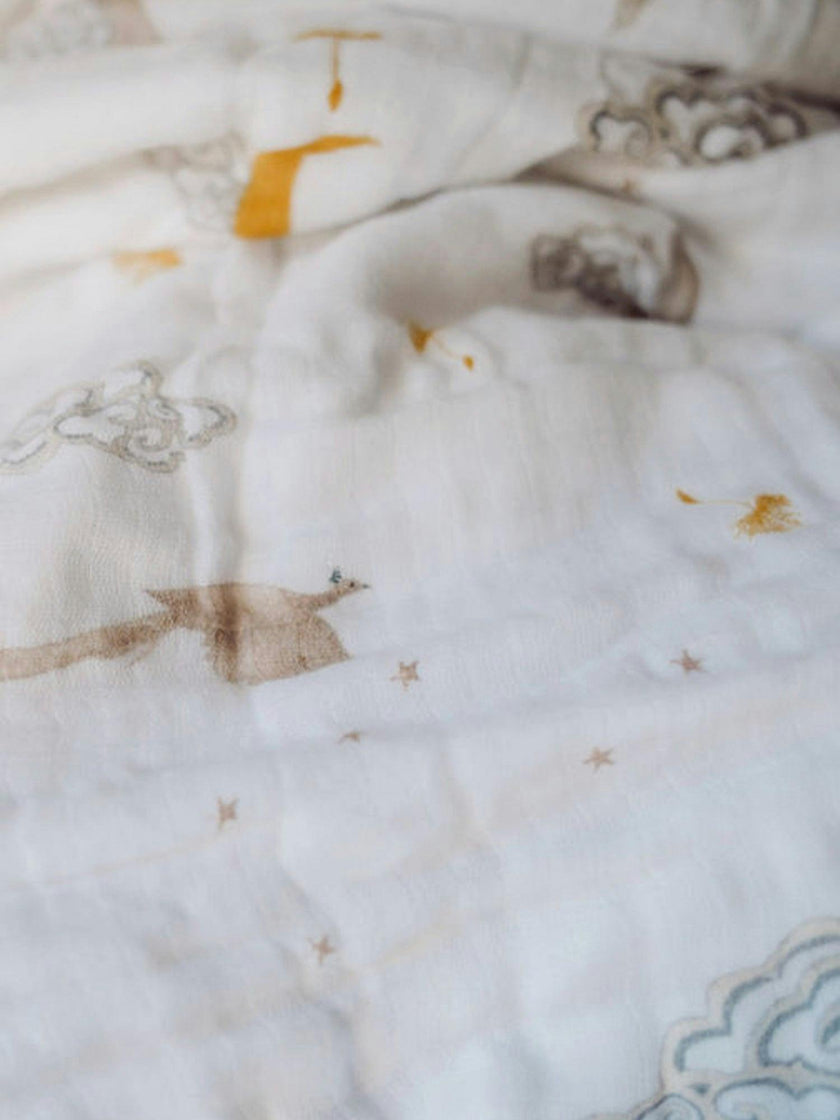 Organic Muslin Four-Layer Reversible Snug Blanket