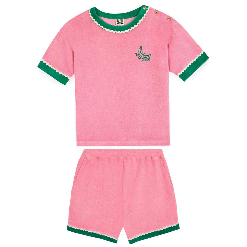 BONTON Livia Terry Shorts Set - Rose Fiesta