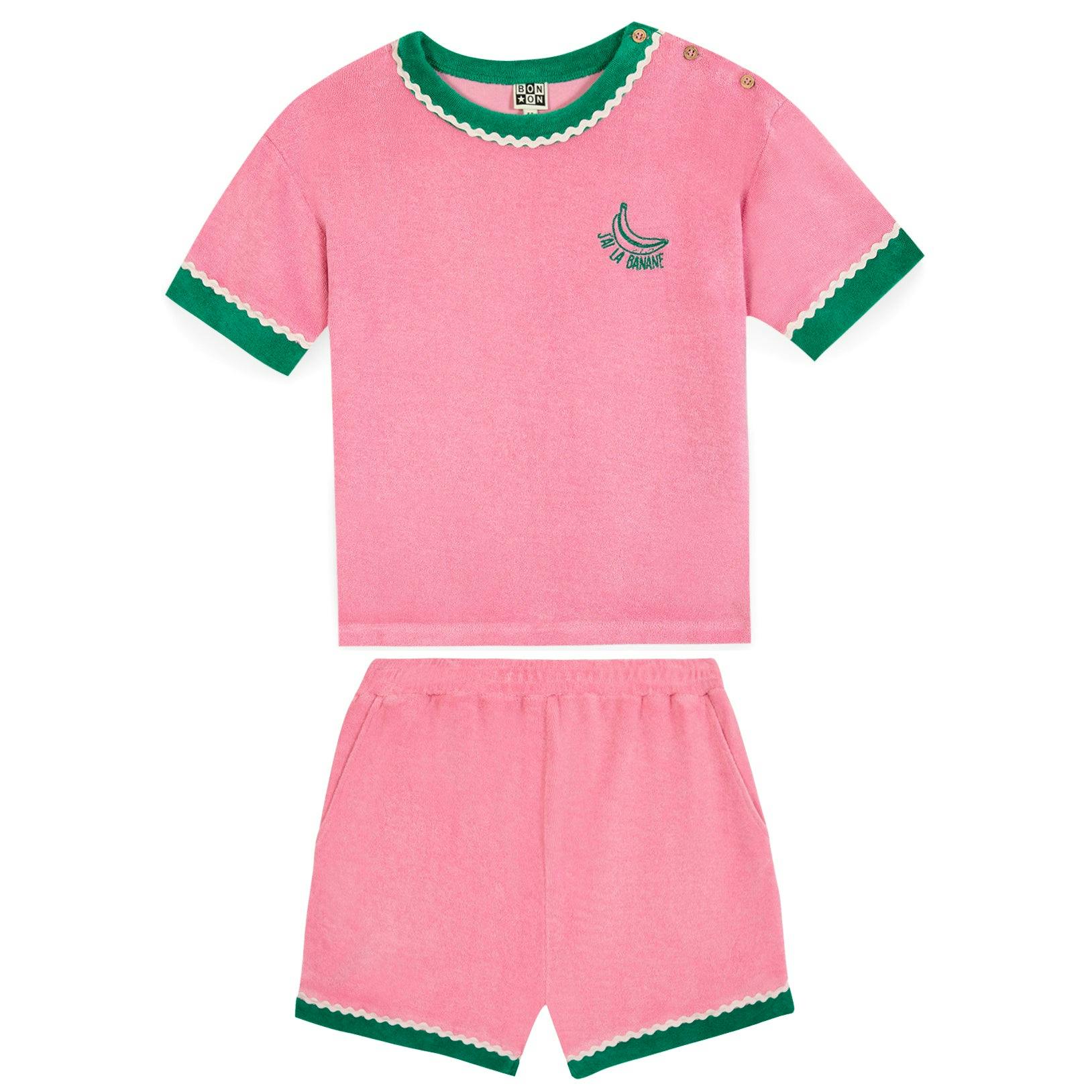 BONTON Livia Terry Shorts Set - Rose Fiesta
