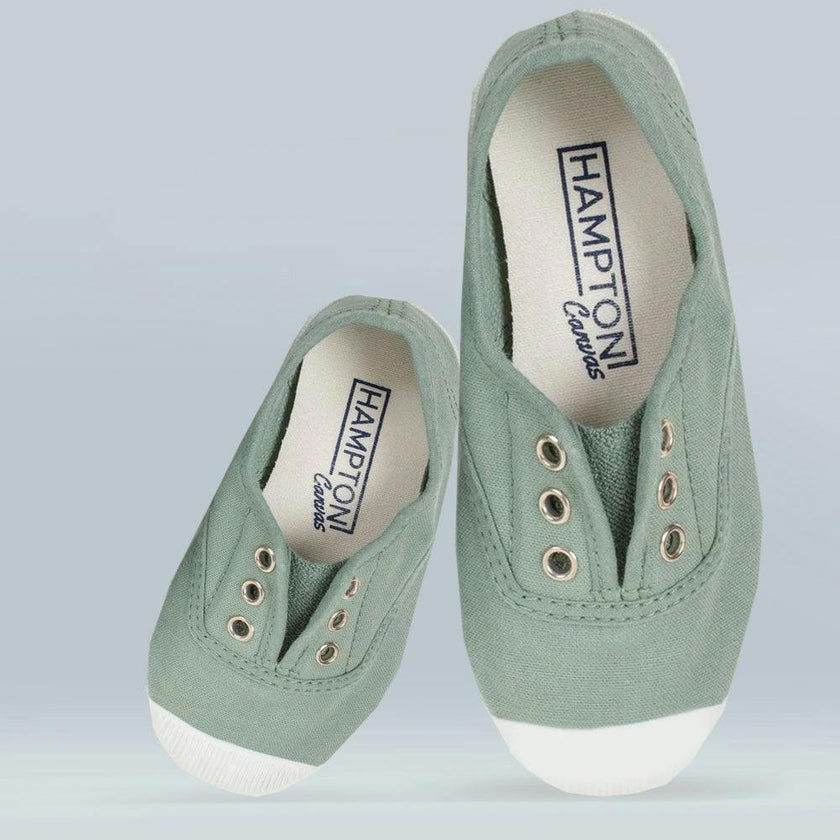 Hampton Canvas Plum Plimsolls in Olive