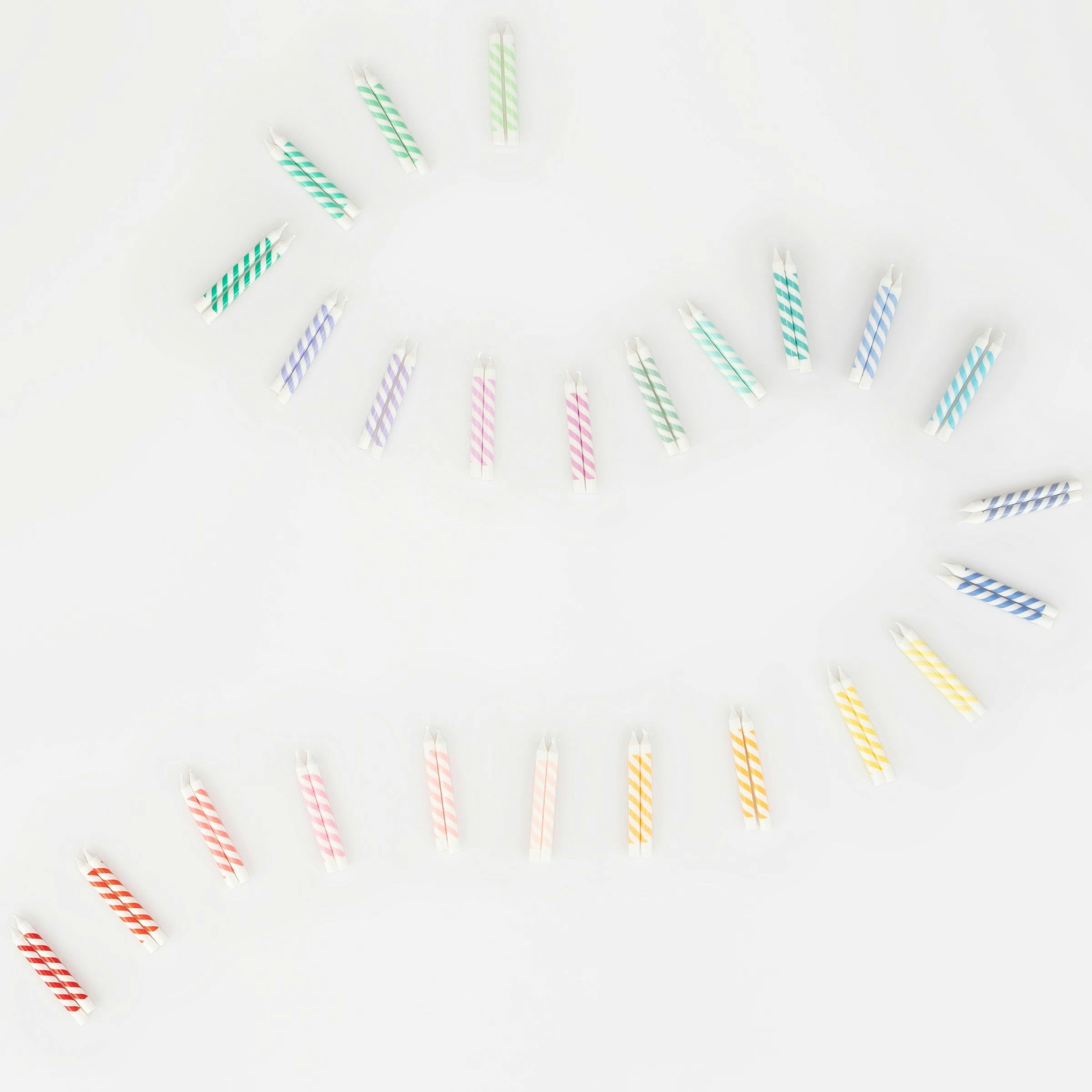 Rainbow Striped Mini Candles