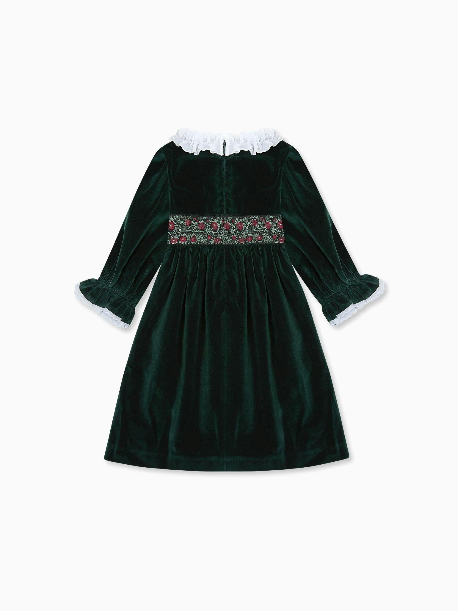 Dark Green Silas Velvet Girl Dress
