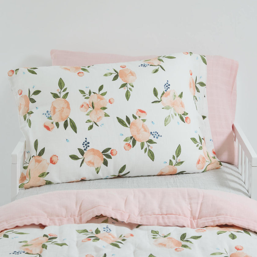 Cotton Muslin Pillowcase 2 Pack - Watercolor Roses Grande 2