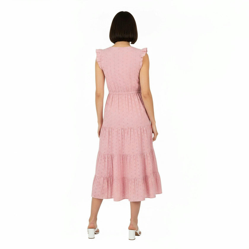Giselle Womens Maxi Dress Blush Pink Eyelet, Blush Pink Eyelet