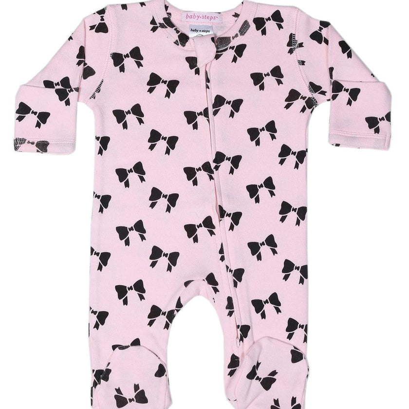Baby Zipper Footie - Bows