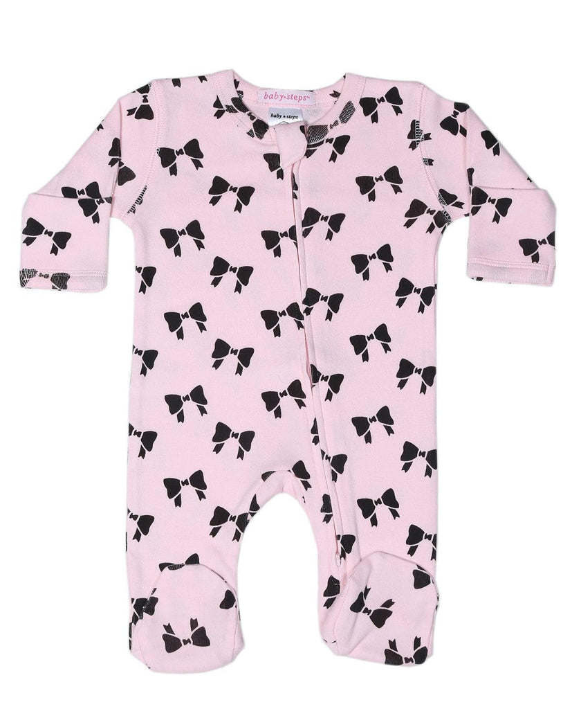Baby Zipper Footie - Bows