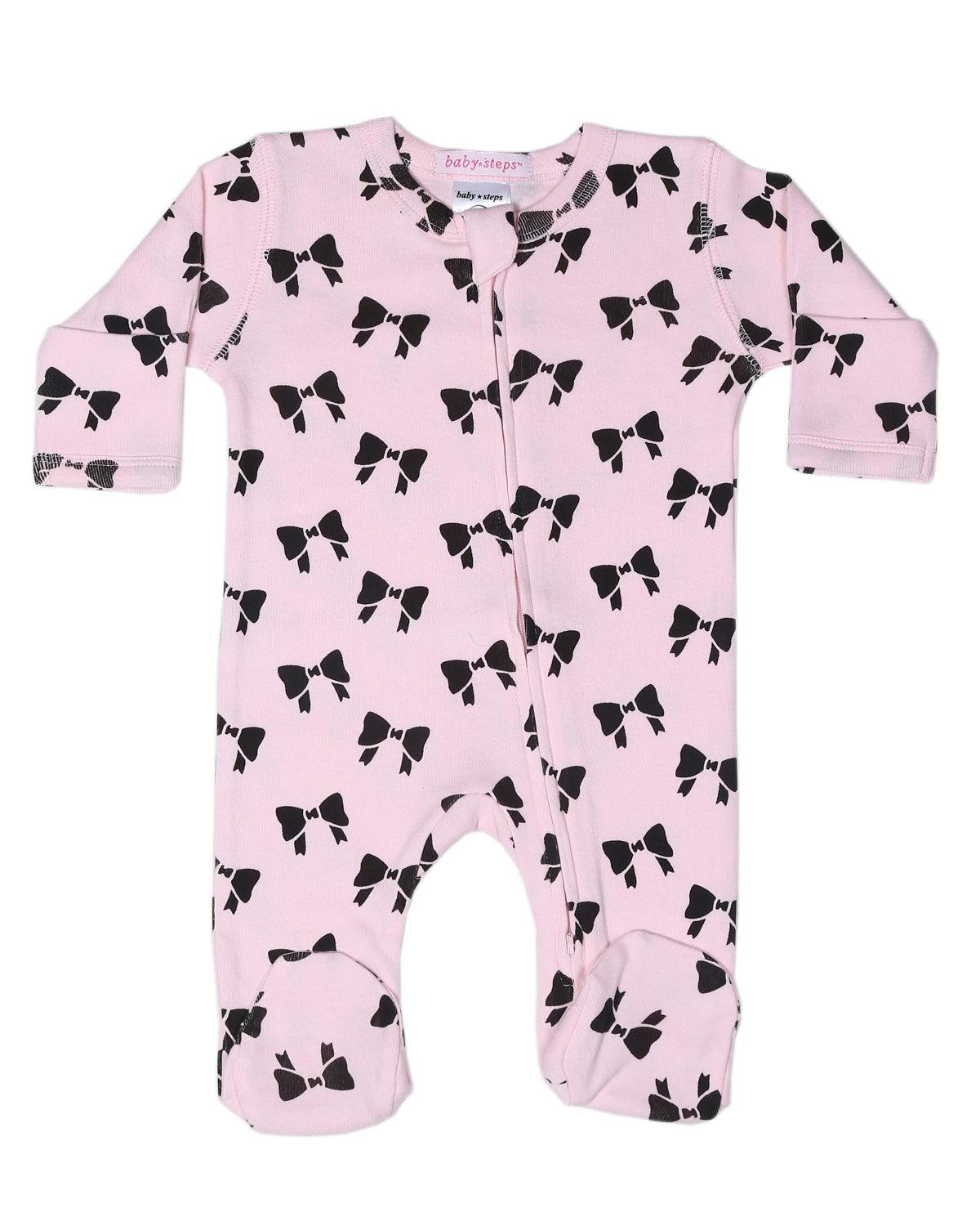 Baby Zipper Footie - Bows