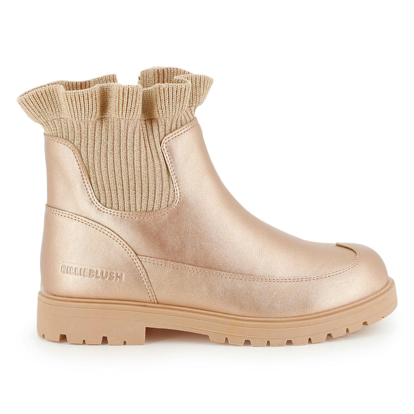 Gold Knit Ankle Boots