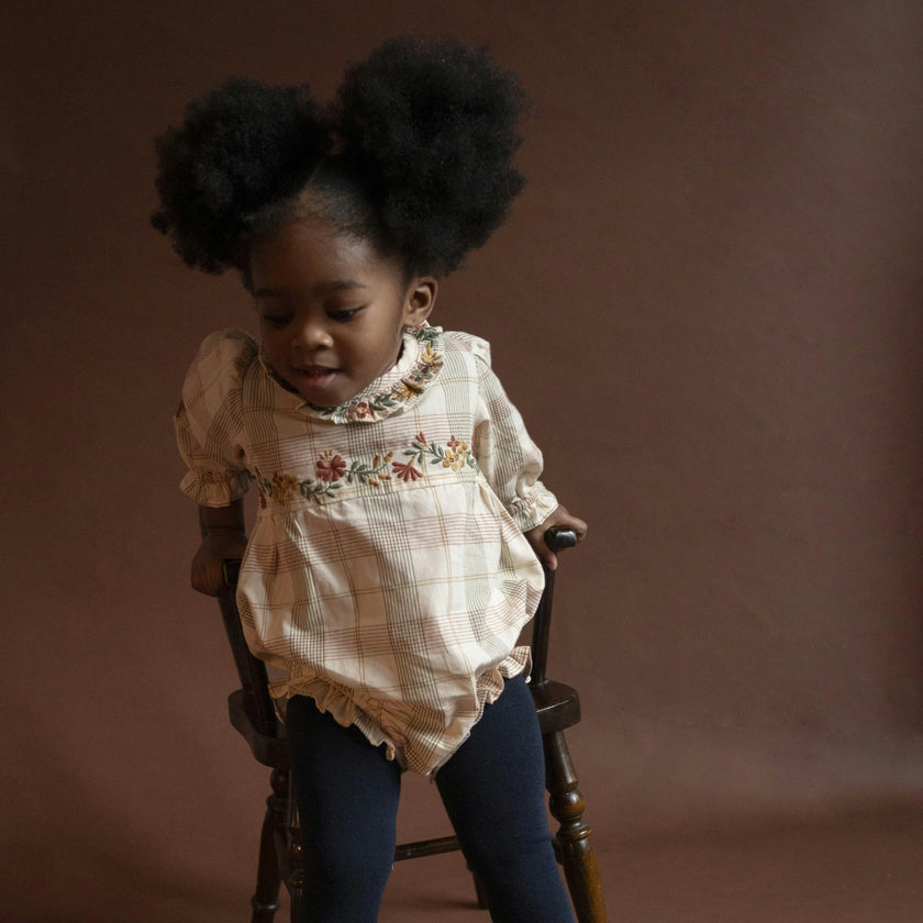 Baby Juniper Embroidered Ruffle Collar Long Sleeve Romper