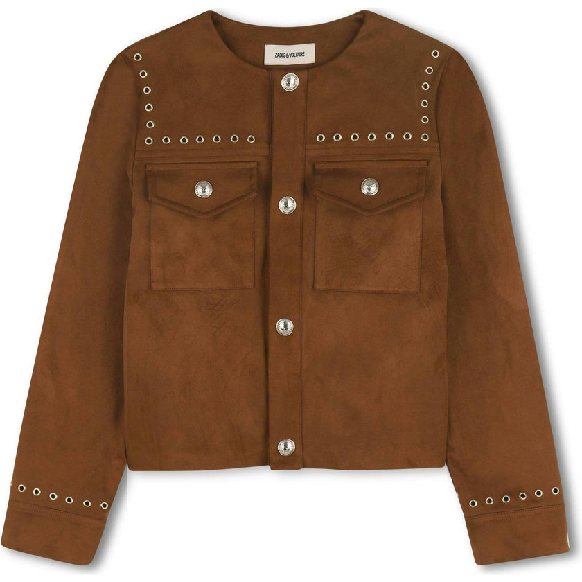 ZADIG & VOLTAIRE Faux Suede Cowgirl Jacket - Nuthatch