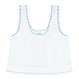 women's white scalloped button up tank