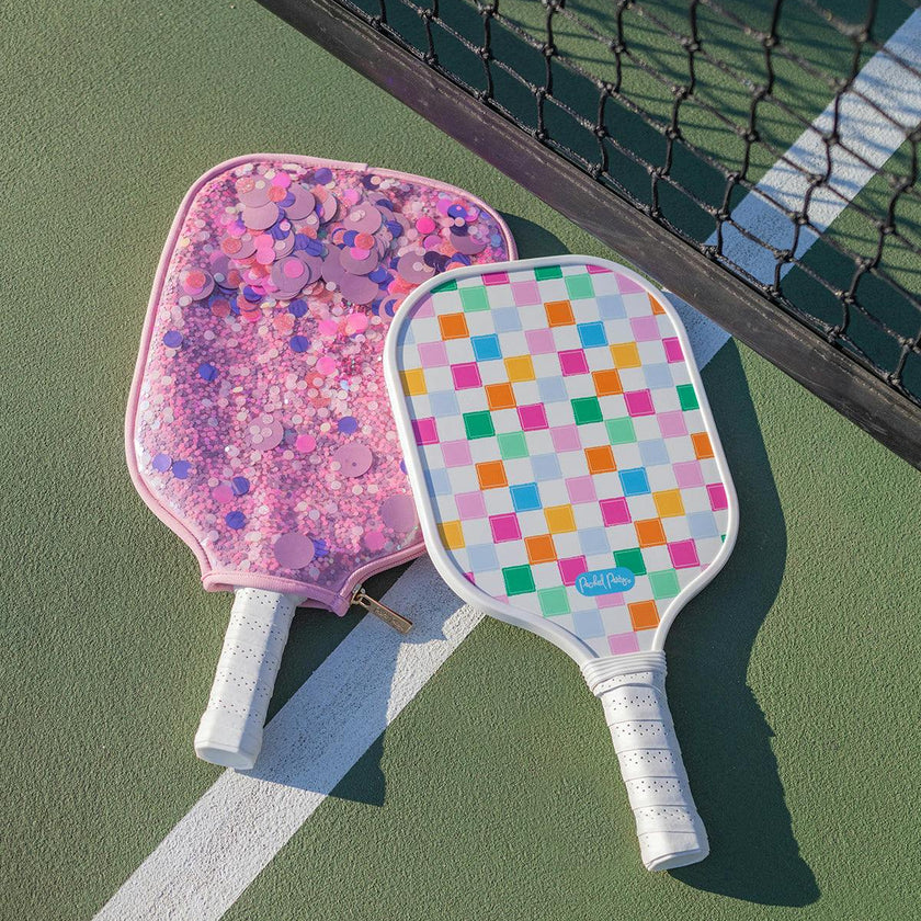 Packed Party Checkered Pickleball Paddle & Confetti-Covered Case Set