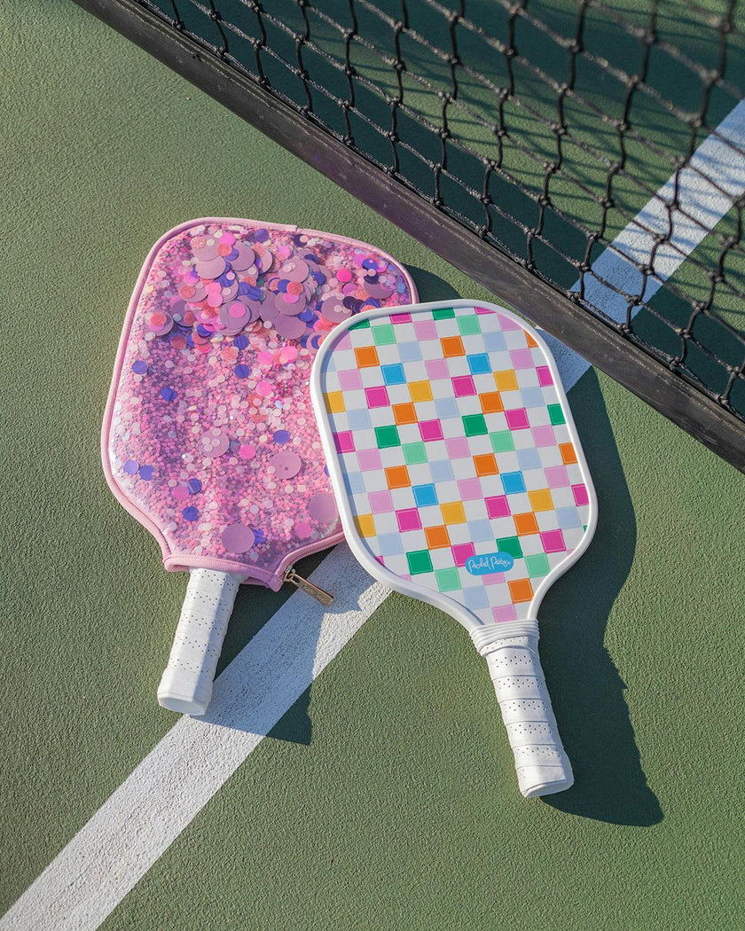 Packed Party Country Club Pickleball Paddle with Confetti-Filled Cover - Standard-Size Paddle with Protective Confetti Case, 7.8x15.75 Inch Paddle