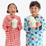 Kids plush fleece robe in candy stripe