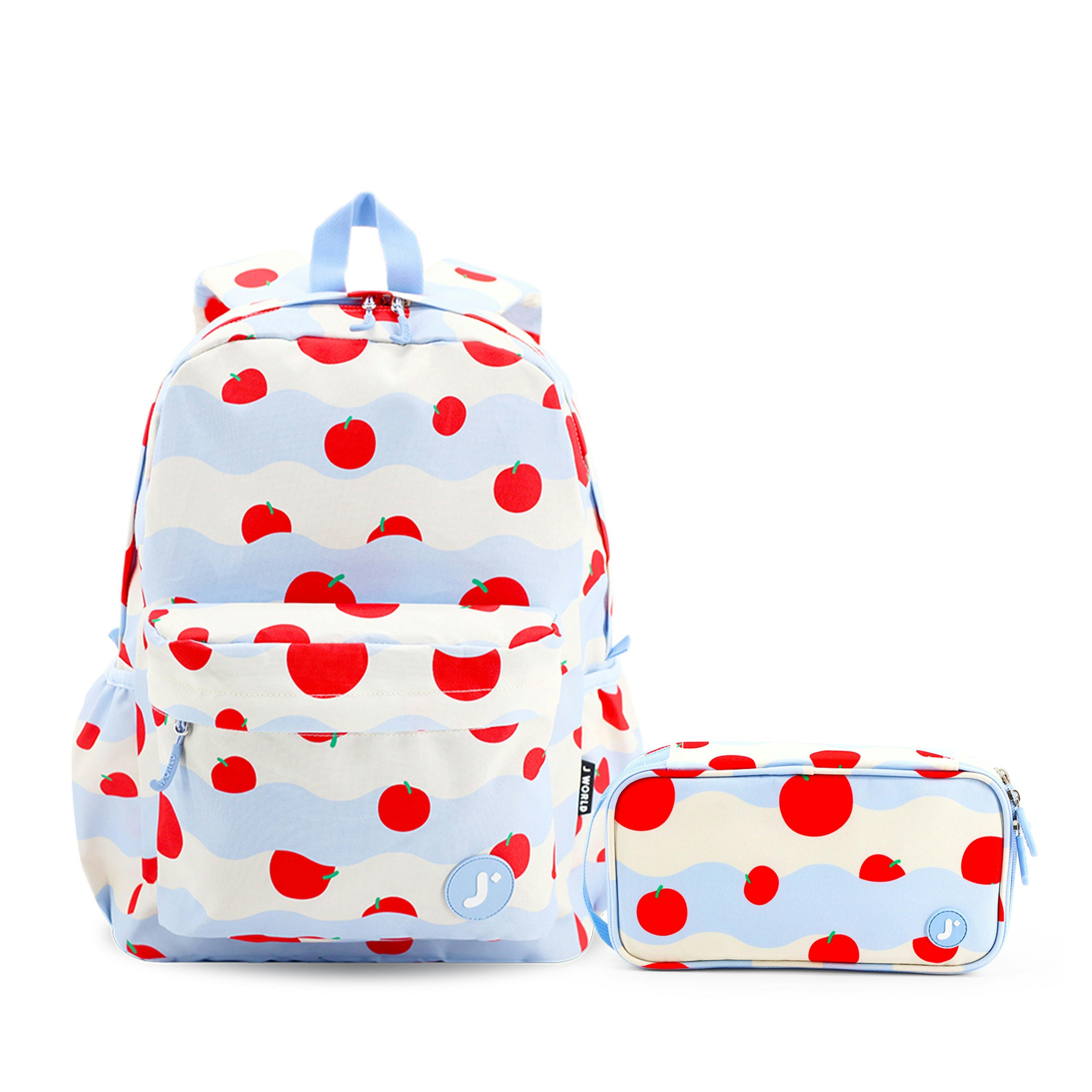 Oz Daypack Backpack with Doodle Large Pencil Case in Floating Apple