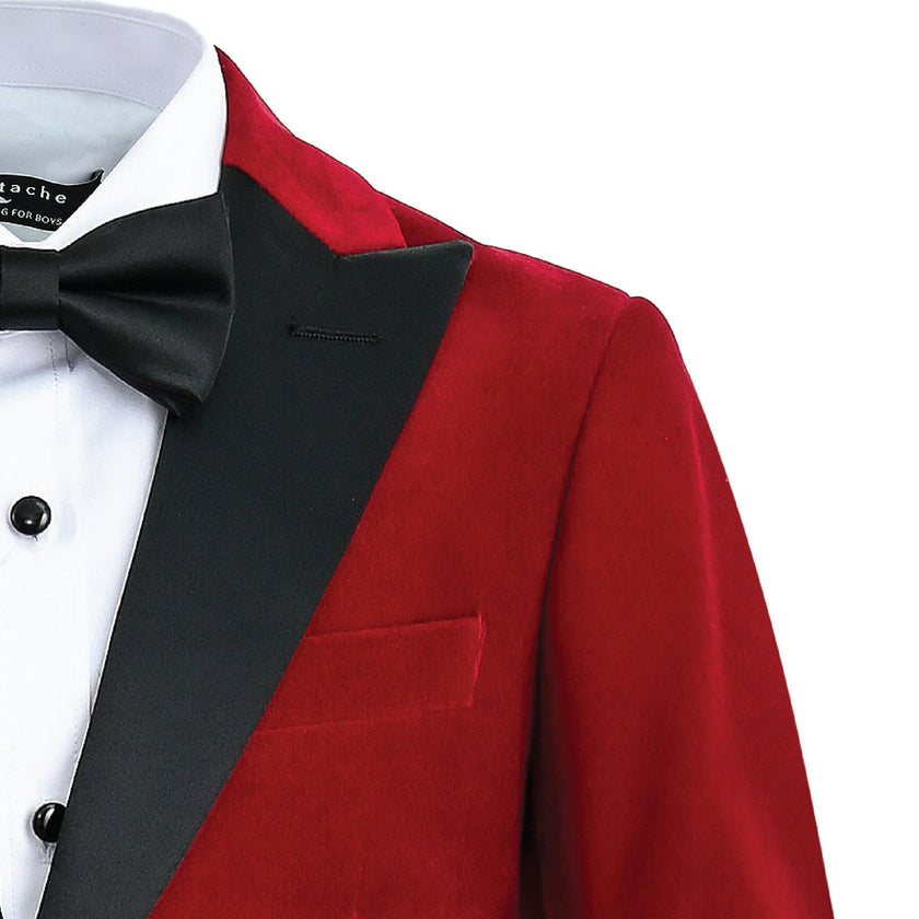 Red Velvet Suit with Black Accents