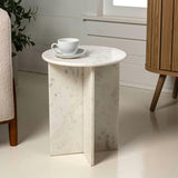 Javier 17.75" Contemporary Natural Marble Handmade X-Shaped End Table