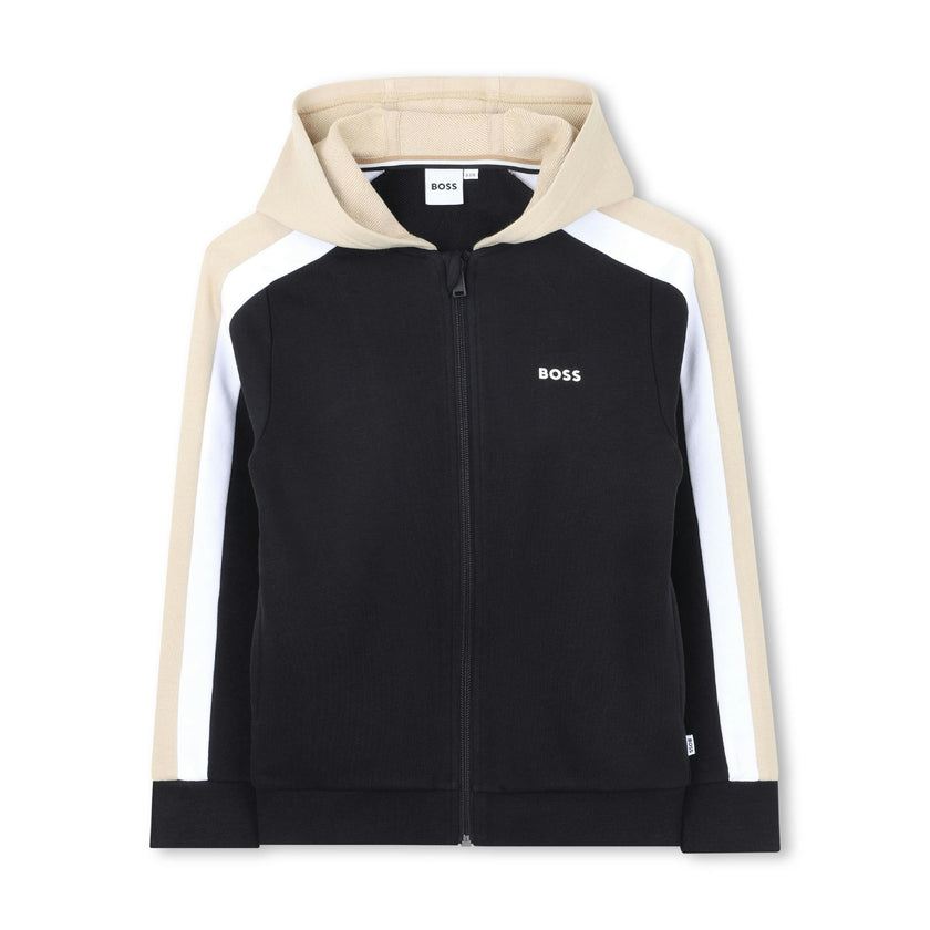 Black & Beige Color-Block Tracksuit