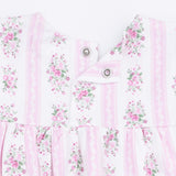 Bella Rose Stripe - Long Sleeve Smocked Ruffle Bubble with Skirt