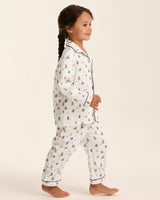 Kid's Twill Pajama Set in Teddy Goes To School