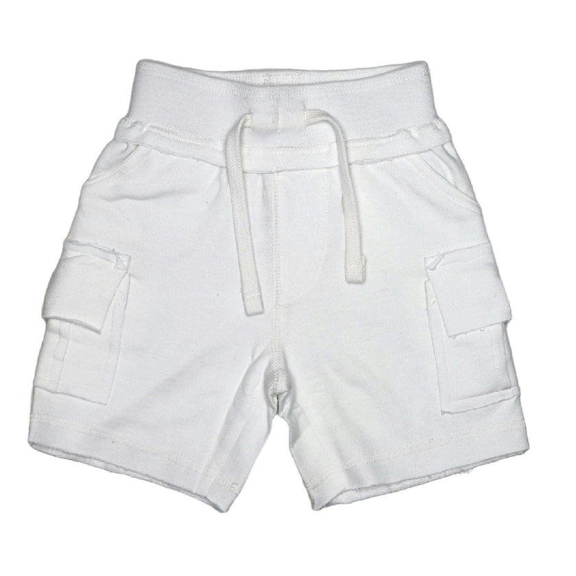 Kids Solid Cargo Shorts - White