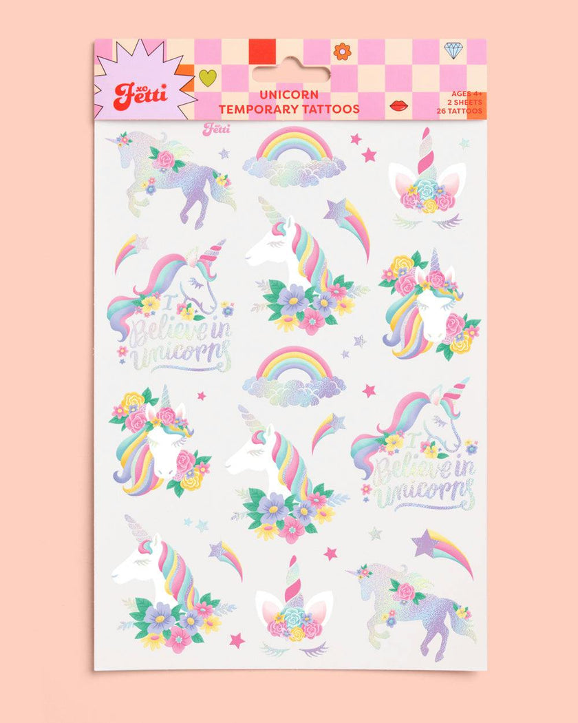 Unicorn Tats - 52 foil temporary tattoos