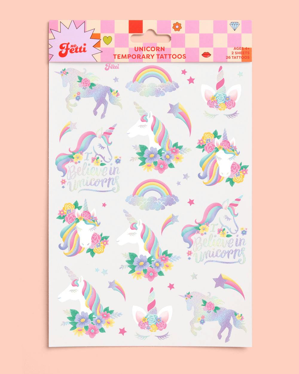 Unicorn Tats - 52 foil temporary tattoos