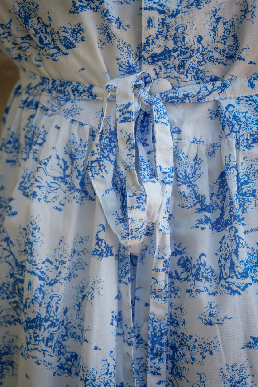 Aoki Blue Toile Dress | Short Sleeve
