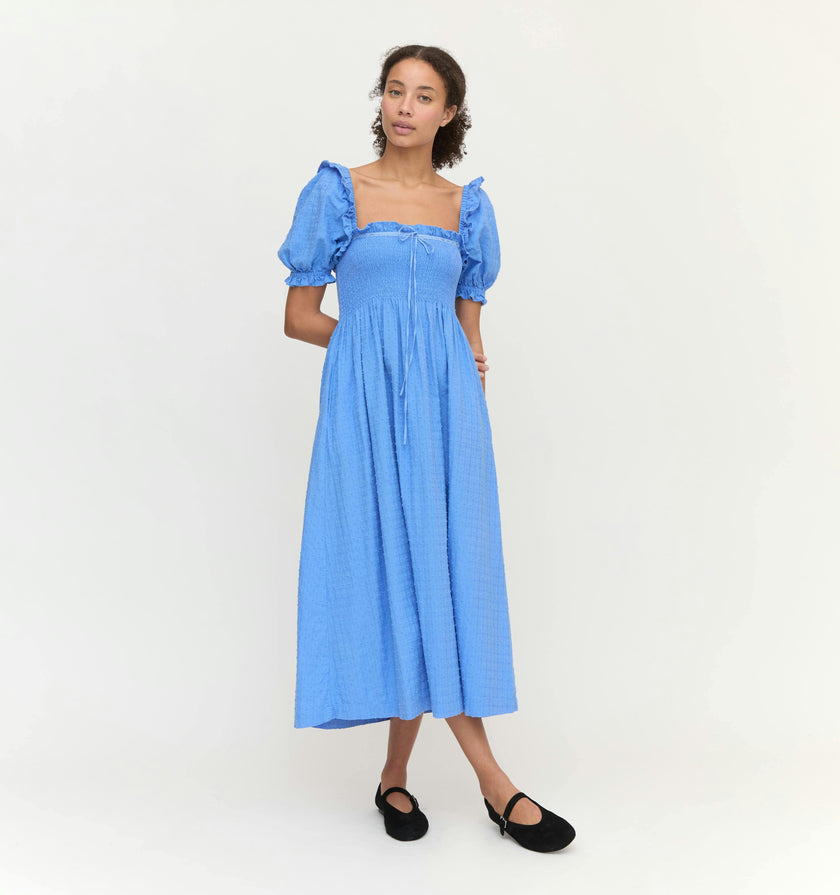 The Scarlett Nap Dress - Hydrangea Blue Textured Clip Dot