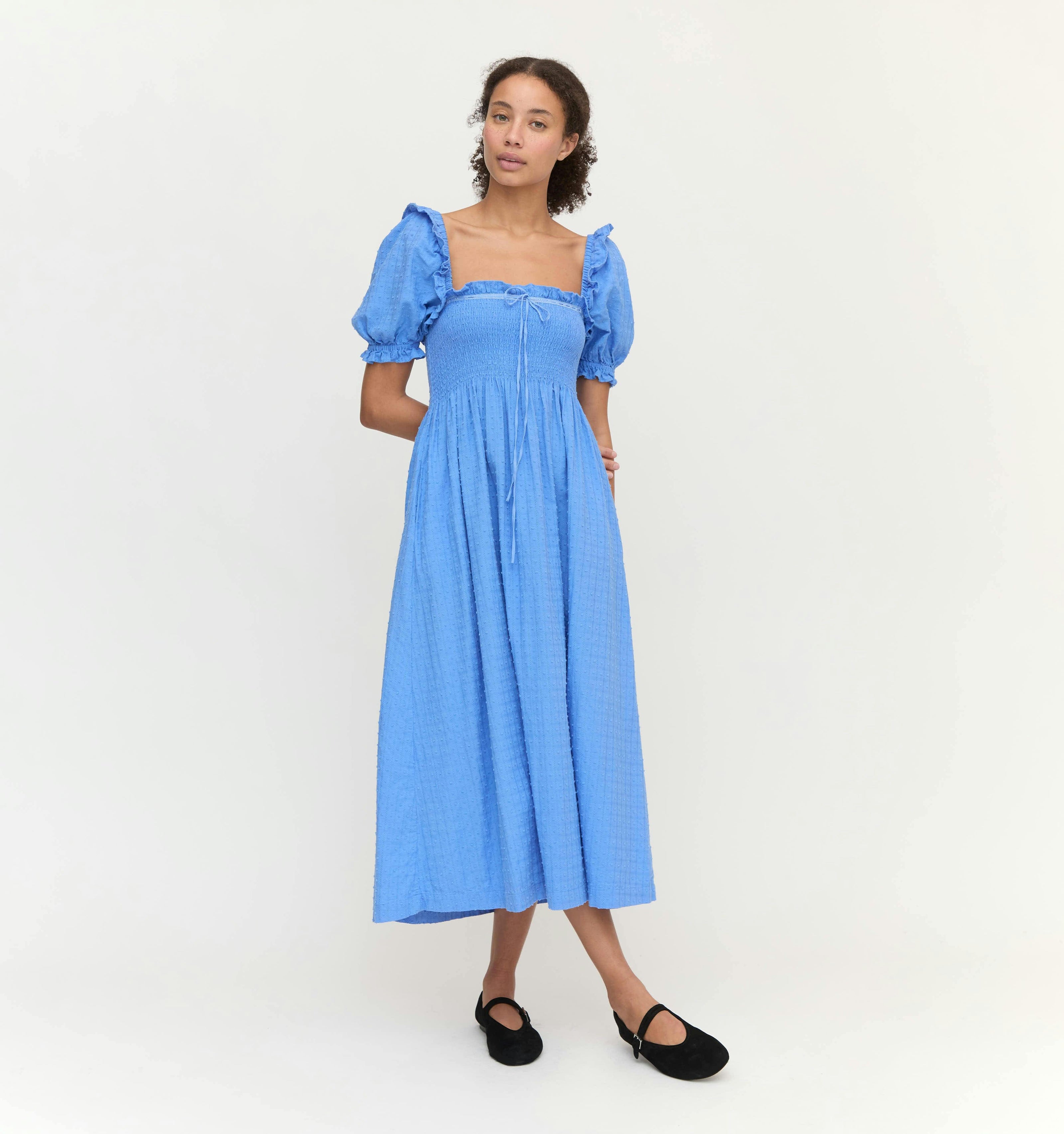 The Scarlett Nap Dress - Hydrangea Blue Textured Clip Dot