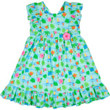 Printed Linen-Look Dress With Flower