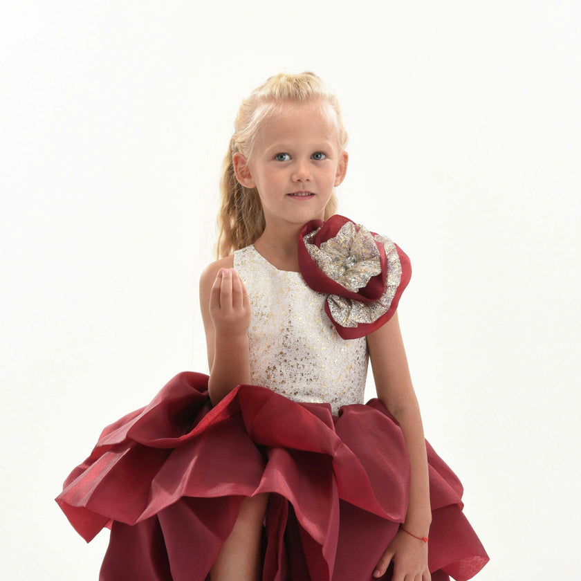 Burgundy Ladera Tiered Ruffle Dress