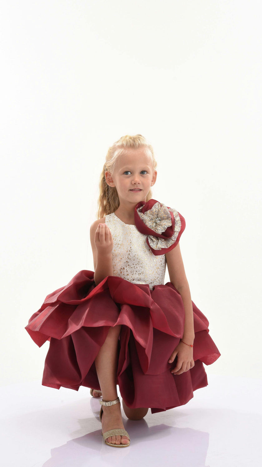 Burgundy Ladera Tiered Ruffle Dress