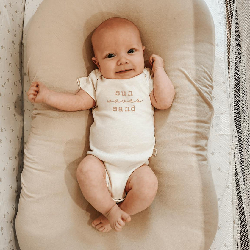 Sun Waves Sand Clay Organic Cotton Short Sleeve Baby Bodysuit
