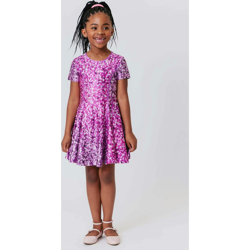 Girls Cap Sleeve Skater Dress