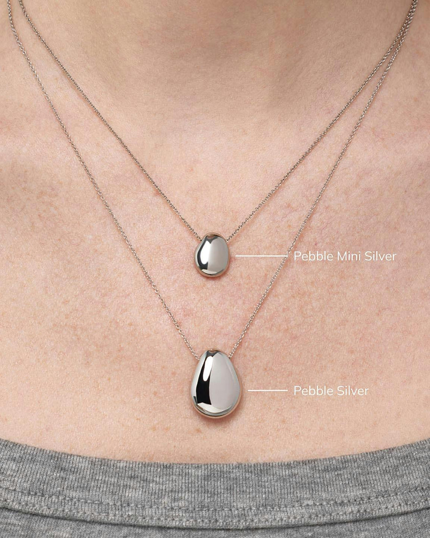 Silver Pendant Necklace - Pebble Mini Silver