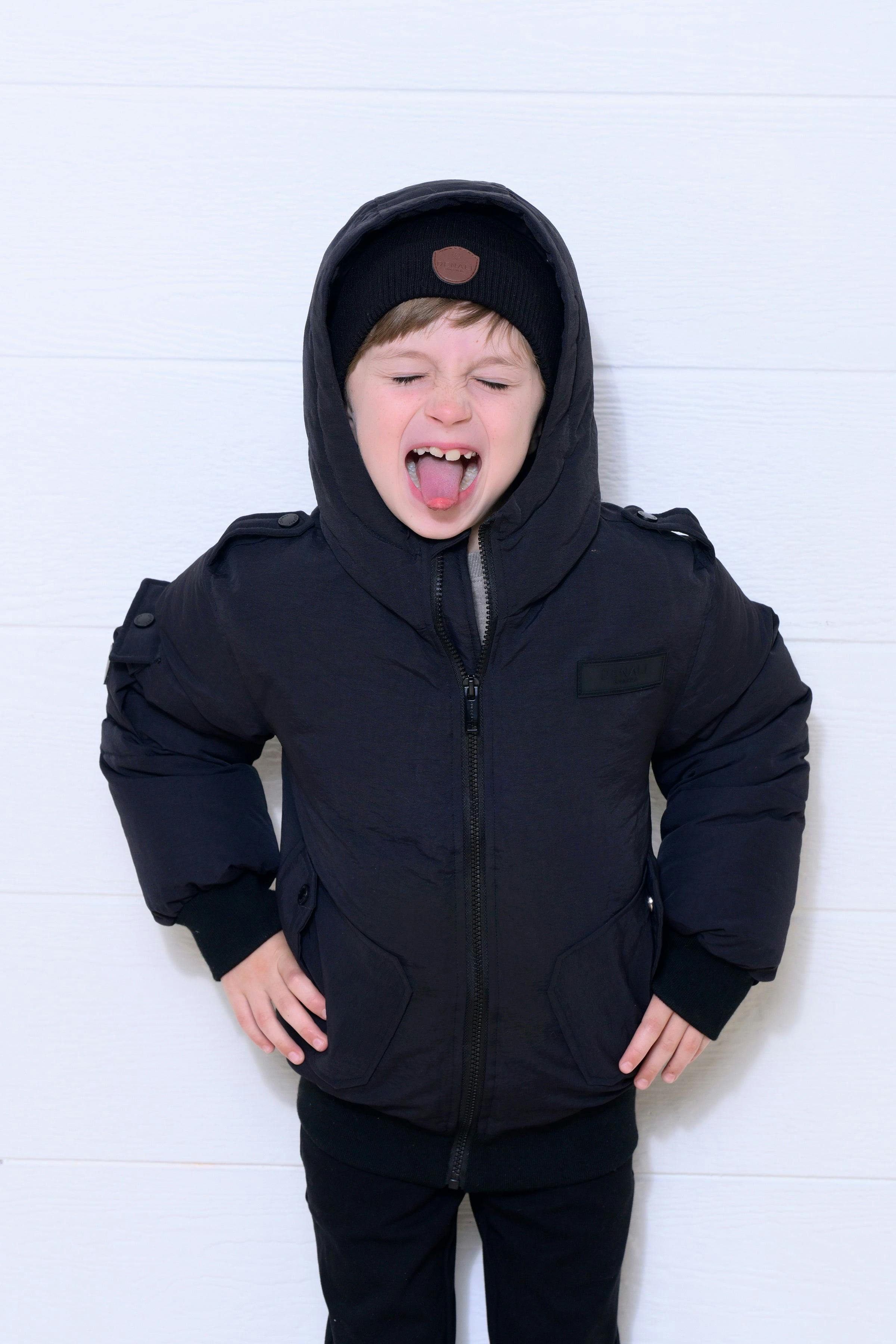 Boys Bomber with pocket details - Black